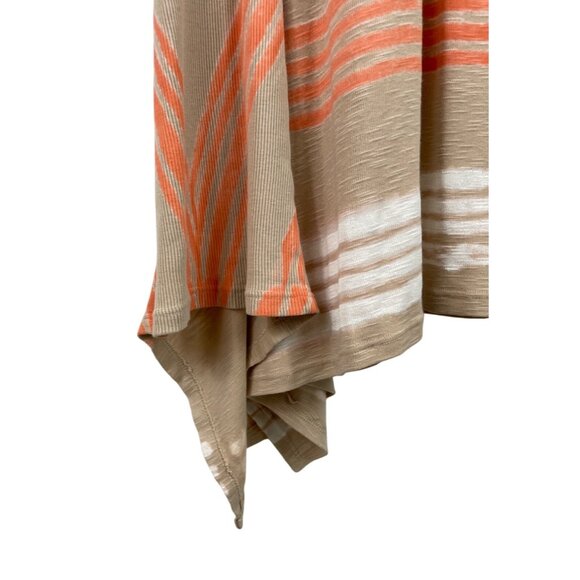 Barbara Lesser Tan Orange Stripe Handkerchief Hem Tank Dress Cotton Women Large - Picture 3 of 8